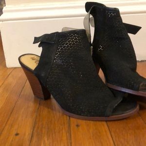 Sam Edelman black suede perforated heeled sandals